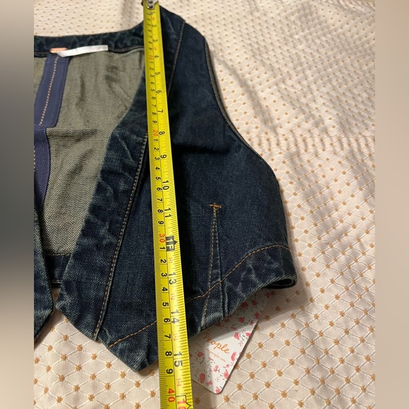 NWT Free People Vest Denim Micro Navy Extra Small - Picture 7 of 7